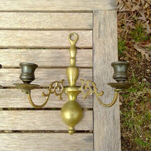 Vintage Brass Metal WALL SCONCES Candle Holders Pair App 9 Tall Two Arm Candlestick Holders Dining Livingroom www.etsy.com/shop/K1VINTAGE image 3