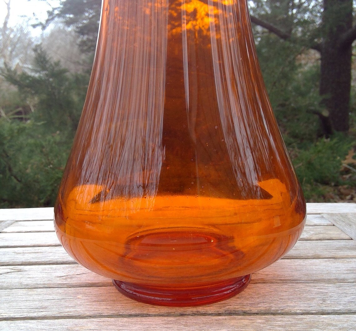 Mid Century Glass VASE Tall Vase Slag Swung Slung Vase Red Etsy