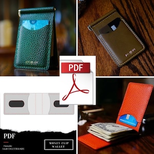 Patrón PDF de billetera, plantilla de billetera de cuero, billetera con clip para billetes, patrón PDF, patrón de billetera láser, patrón de billetera imprimible