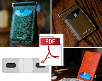 Patrón PDF de billetera, plantilla de billetera de cuero, billetera con clip para billetes, patrón PDF, patrón de billetera láser, patrón de billetera imprimible