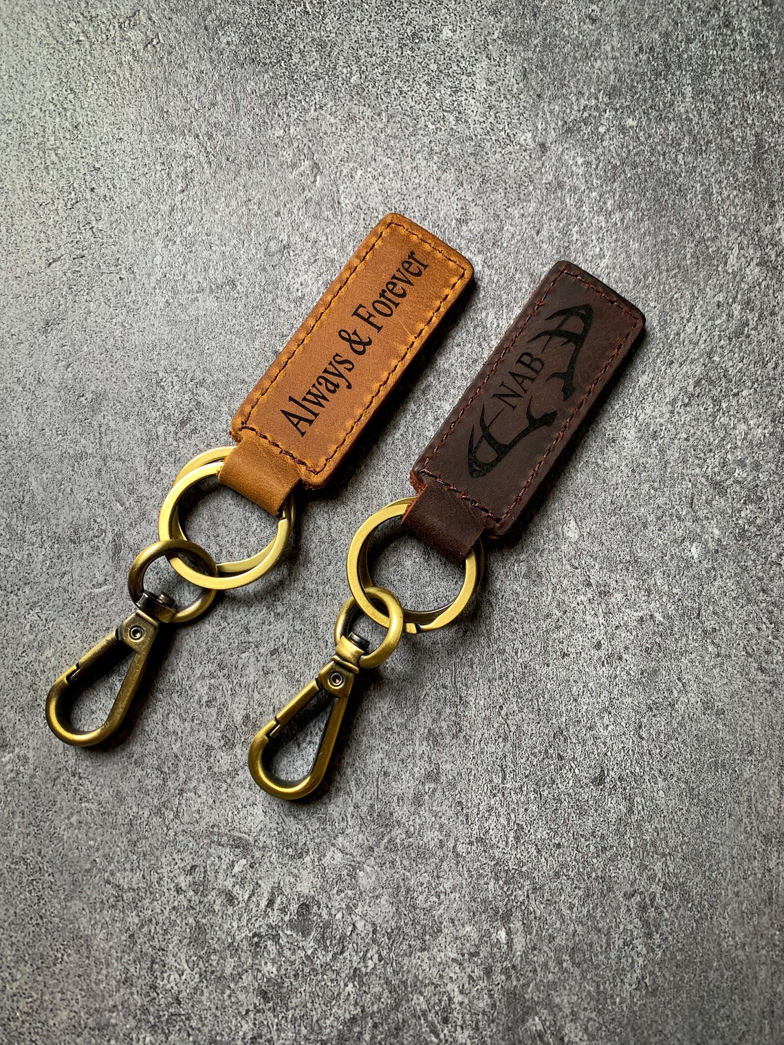Personalized Leather Keychain Engraved Key Fob Customized Etsy