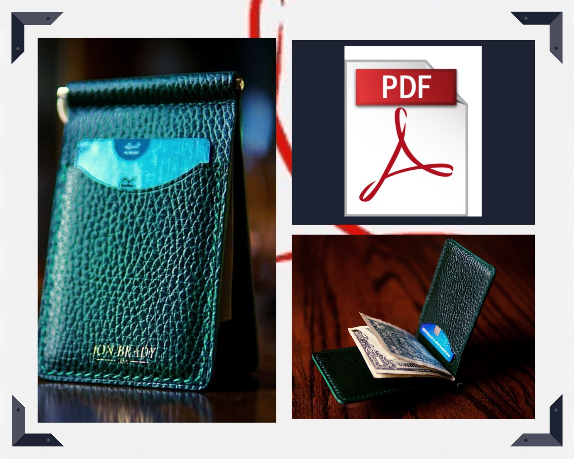 Bank Note Wallet Pattern Wallet PDF Pattern, Leather Wallet Template, Money Clip Wallet, PDF ...
