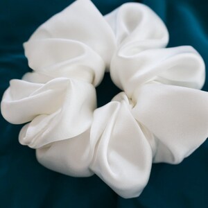 Genuine Natural Silk Giant Hair Scrunchie White - Made in the USA
