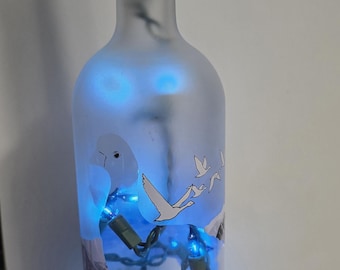 Grey Goose Bottle with blue electric lights