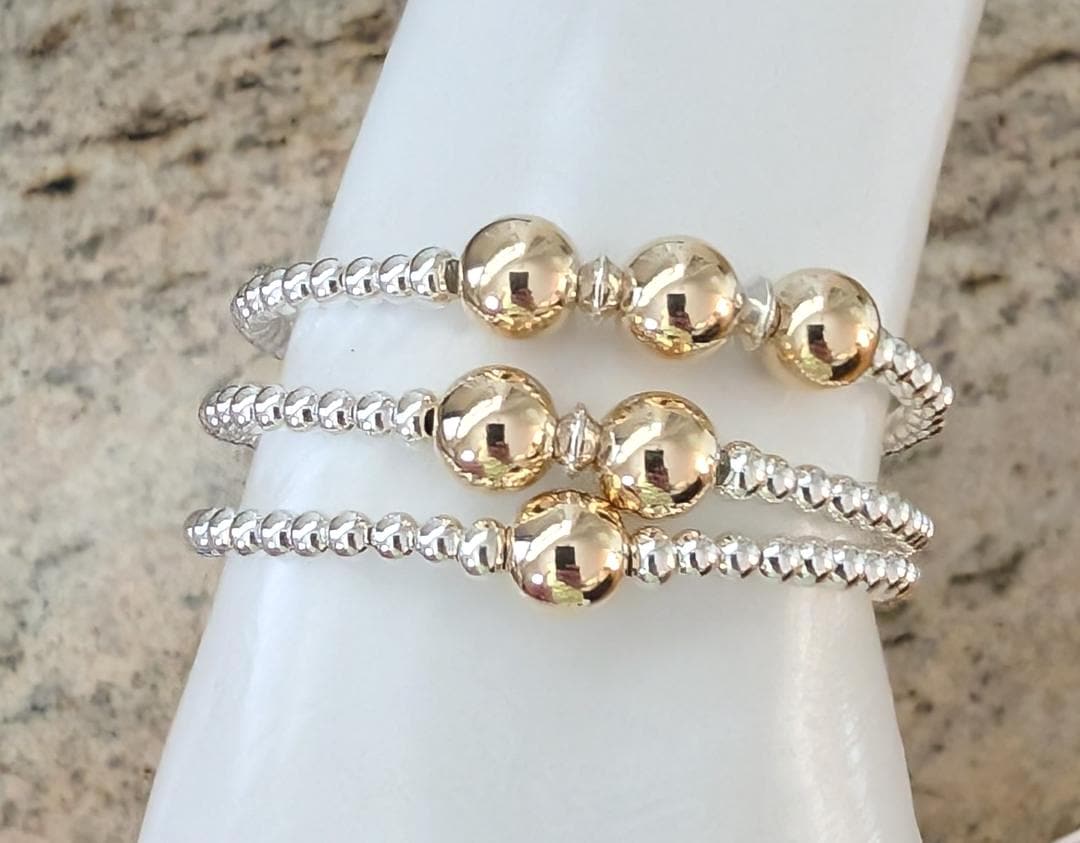 Cape Cod Sterling 14Kt Gold Filled Classic Beaded Flex Bracelets