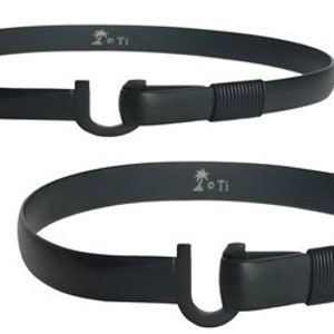 May include: Two black belts with a unique hook-and-loop closure. Each belt features a simple, sleek design with a matte finish. The belts have a small logo near the buckle. The belts are a versatile accessory.