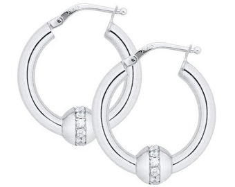 Authentic LeStage Cape Cod CZ Hoop Earrings Two Sizes