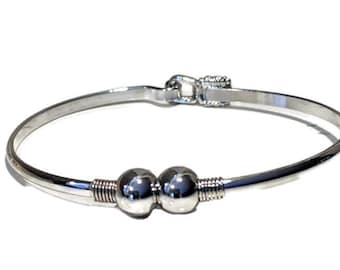 Nautical Cape Cod Style Double Ball Cuff Bracelet