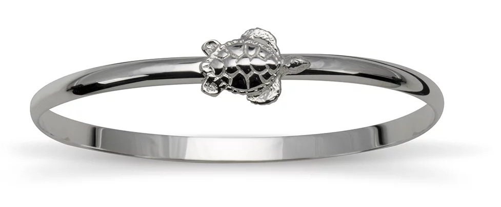 Turtle Bangle Sterling Silver Sea Turtle Bangle - Etsy