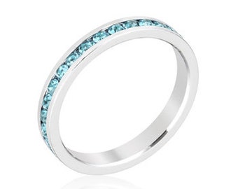 Blue CZ Stack Rings (set of 2)