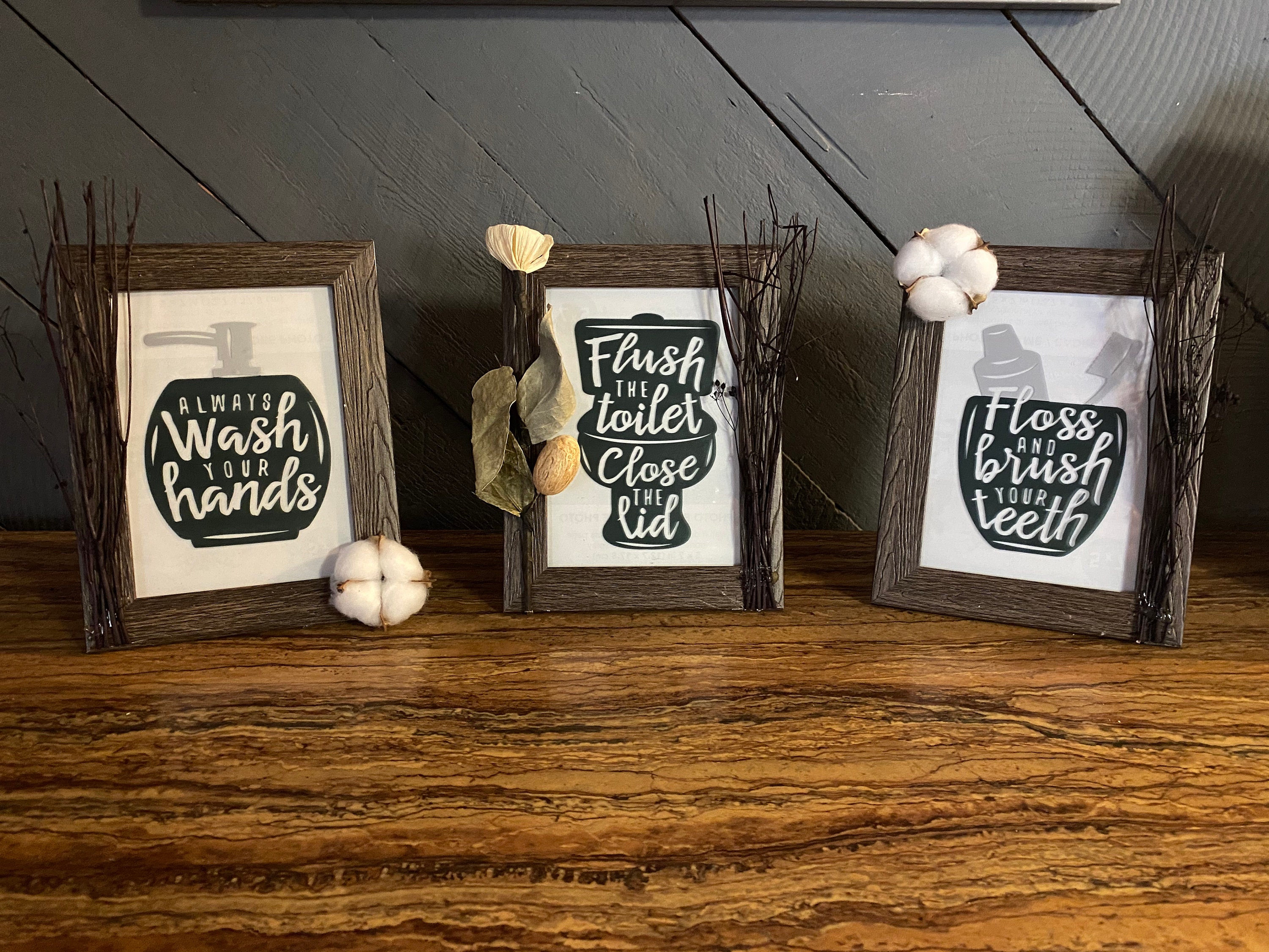 3er Set Badezimmer Schilder modern rustikal | Etsy