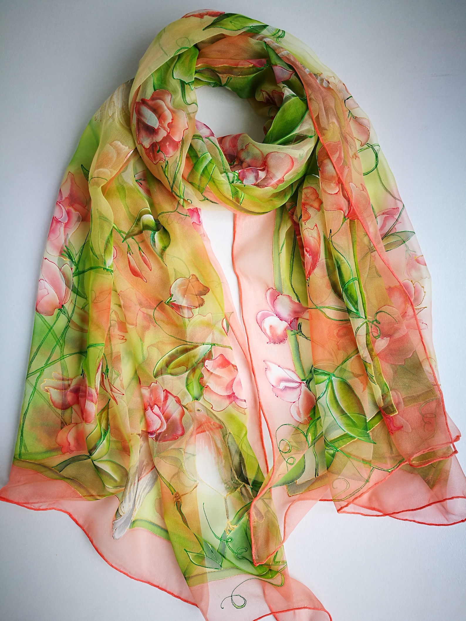 Silk chiffon top with scarf detail