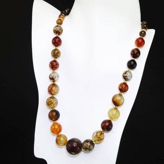 Gemjunky Spiderweb Jasper Necklace, Brown Beaded necklace MN16119