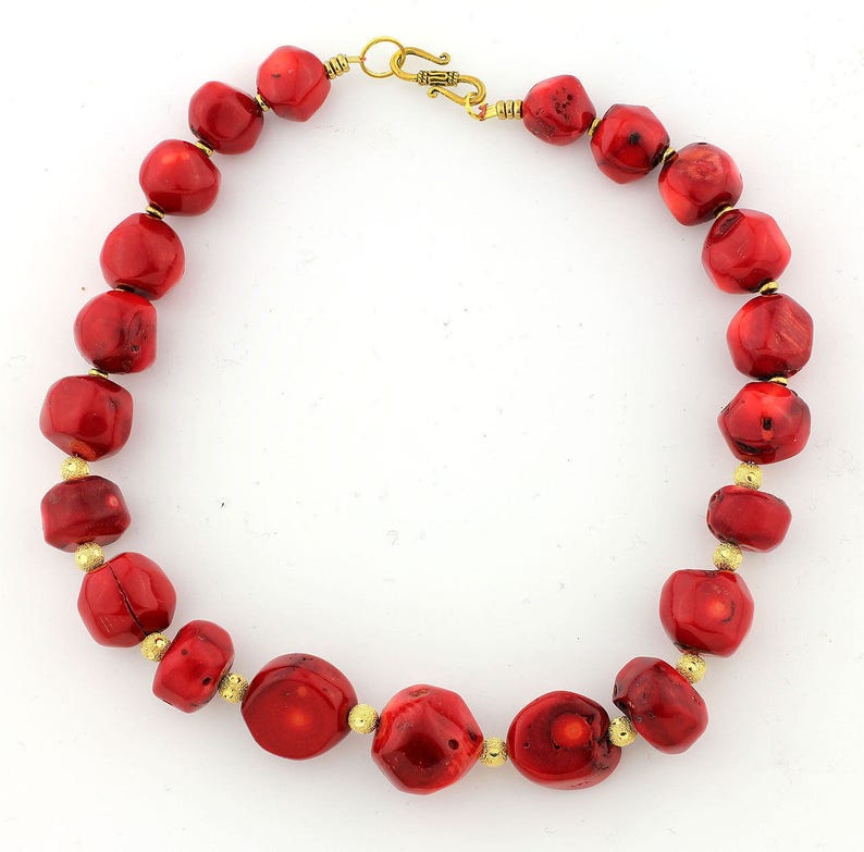 Red bamboo coral necklace KC4671