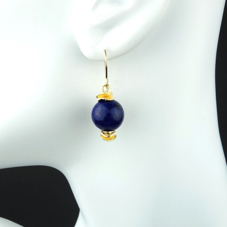 Lapis Lazuli Earrings Dangles on Gold Posts ME1807