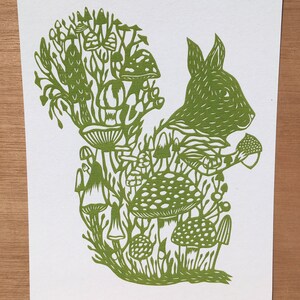 Postcard with squirrel and mushrooms (set of 5 cards)