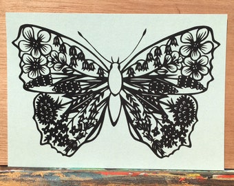 Cartolina farfalla fiore (set di 5 carte)