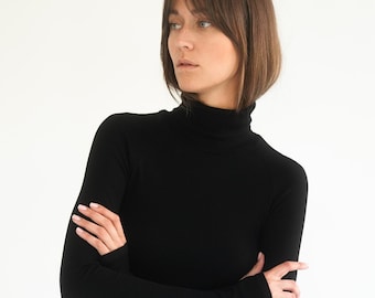 Black long sleeve turtle neck top, Cozy, soft everyday top