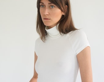 White short sleeve turtle neck top, Cozy, soft everyday top