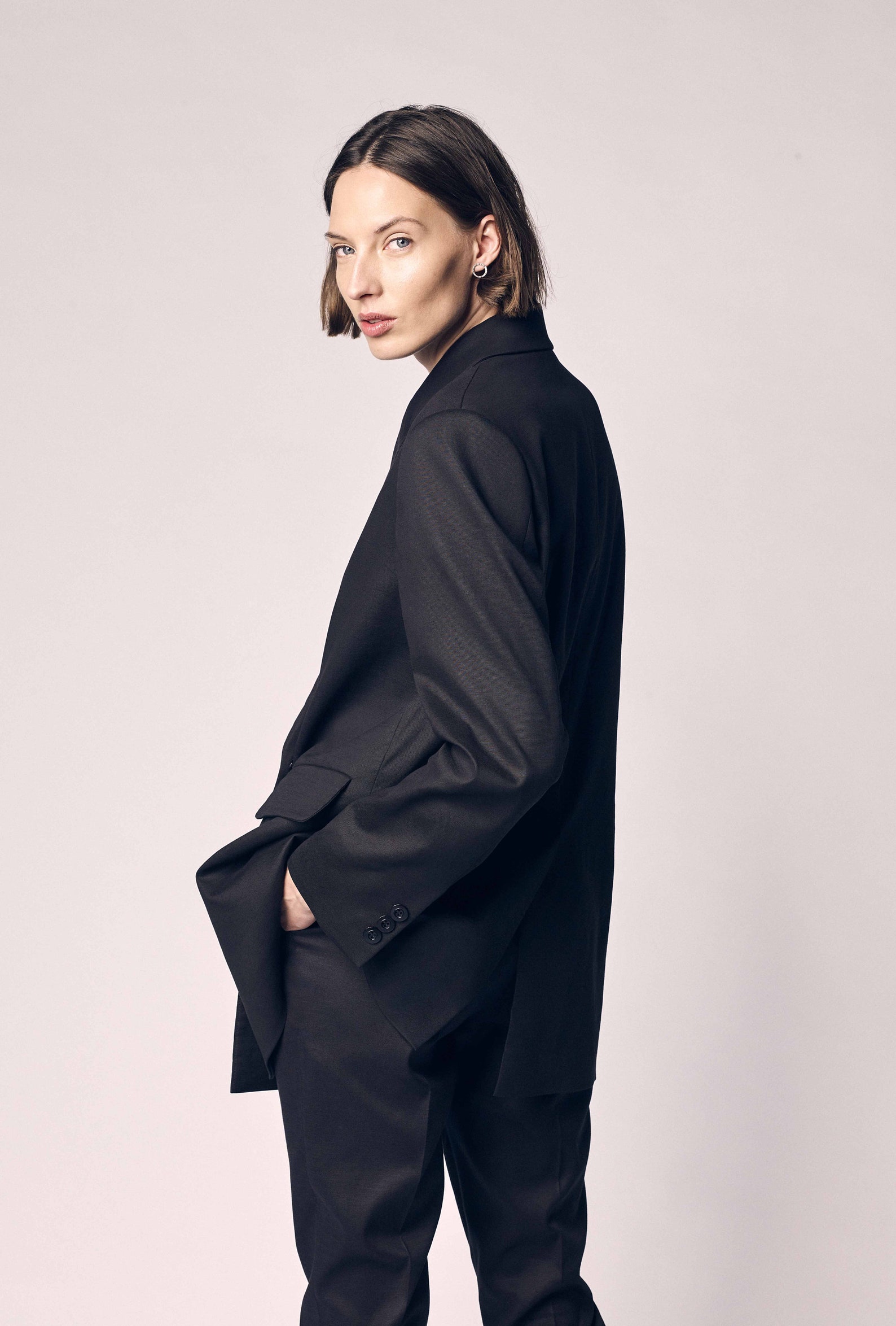 Tencel Jacket Women/ Black Tuxedo Jacket/ Oversized Blazer/ Etsy