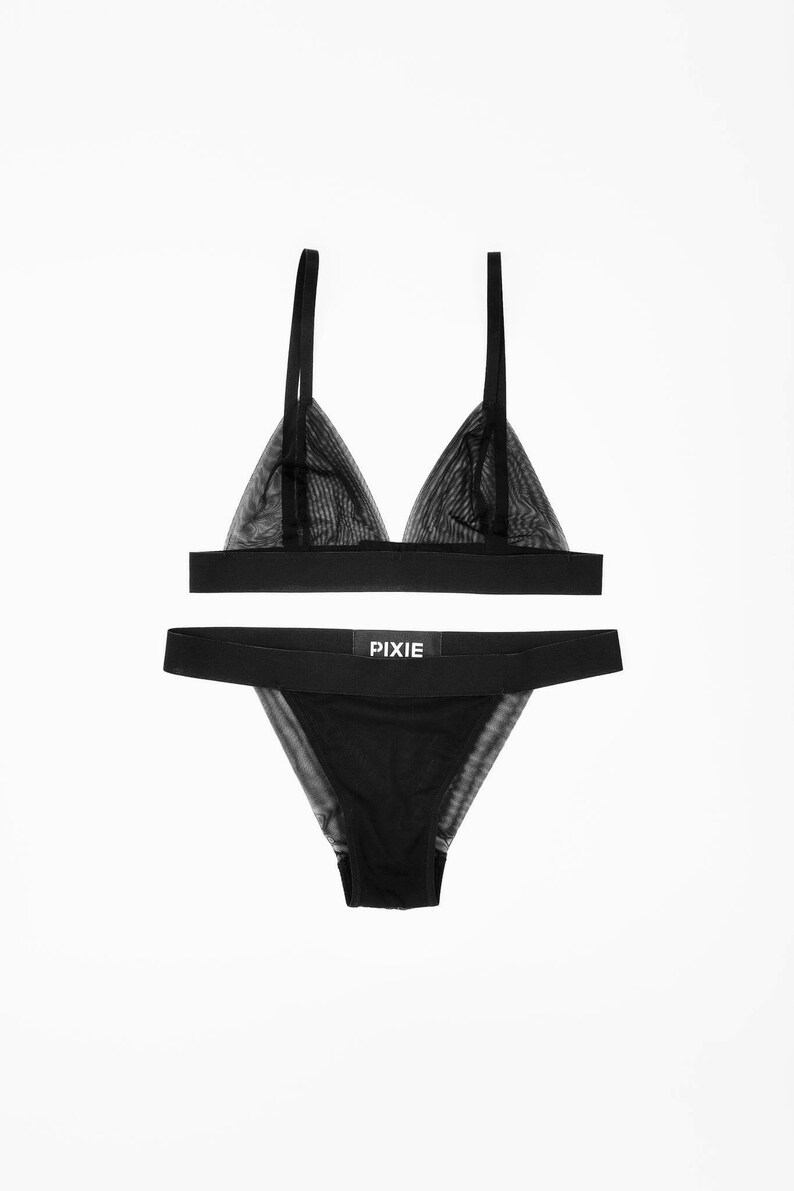 Sheer Lingerie Set Sheer Lingerie See Through Bra See Through Lingerie Sheer Bralette Sheer Panties by Pixie Won/'t Play