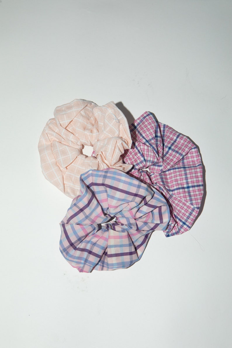 Blue scrunchie bundle, Organic cotton scrunchies, Hair accessories image 2