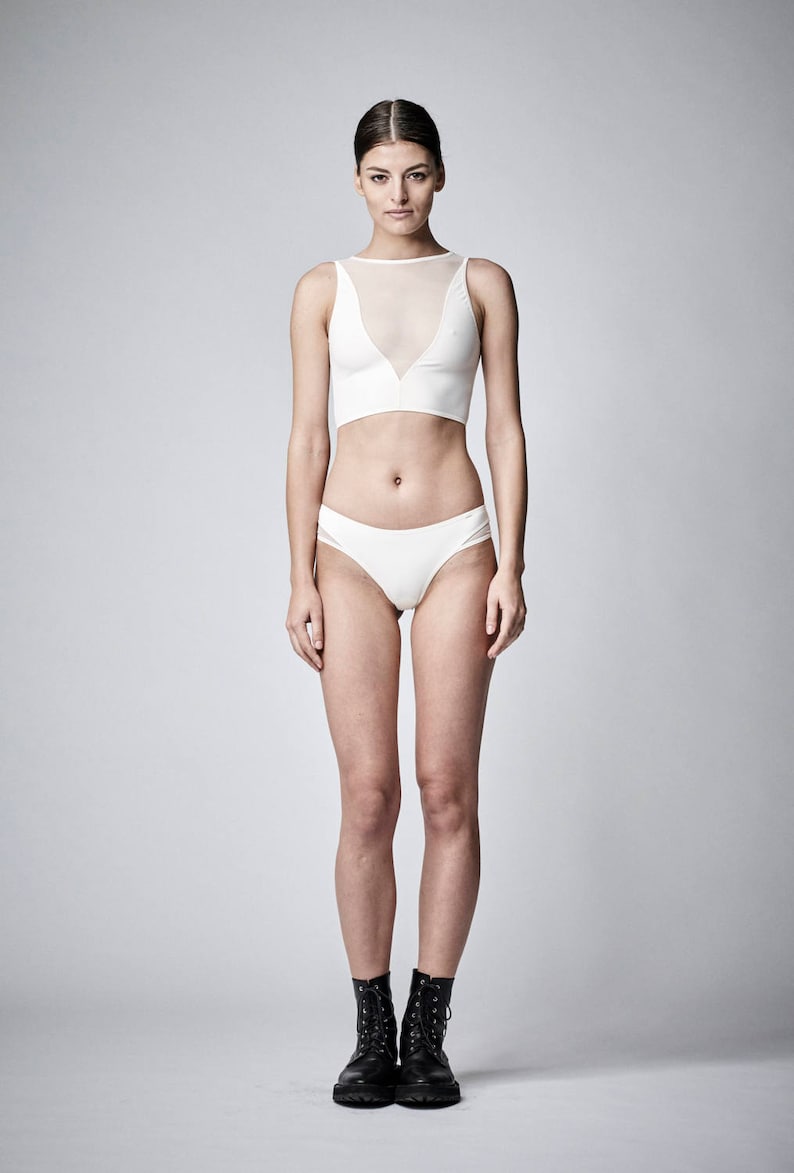 White Bikini Top/ Bride Swimsuit/ Resort Wear by Pixie Won't Play 