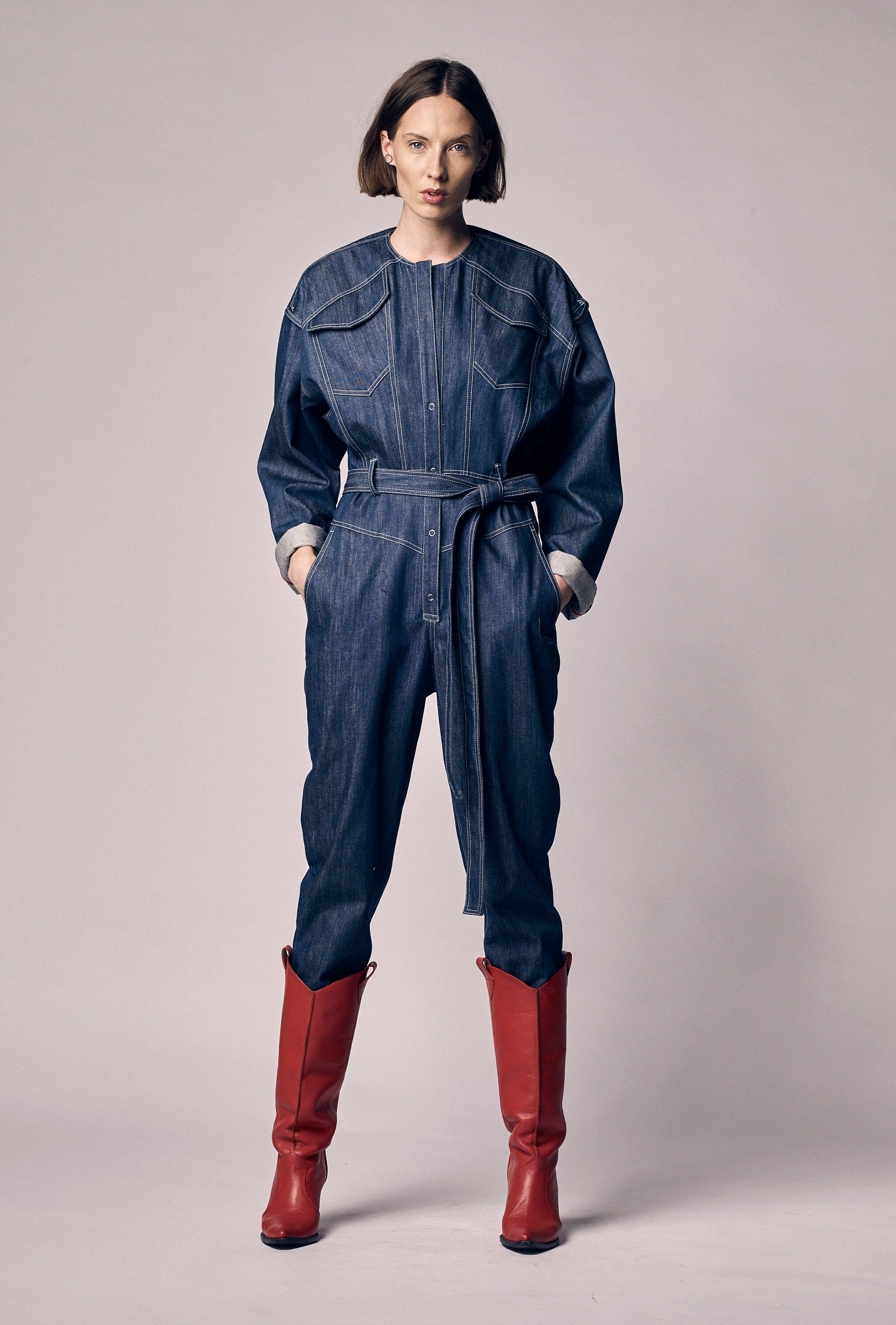 Winter Long Sleeve 80s Jumpsuit Women/ Denim Jumpsuit Vintage/ Etsy