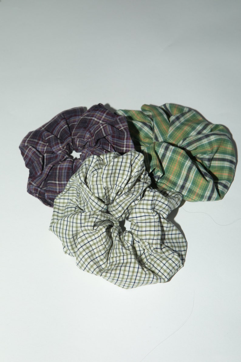 Blue scrunchie bundle, Organic cotton scrunchies, Hair accessories image 3