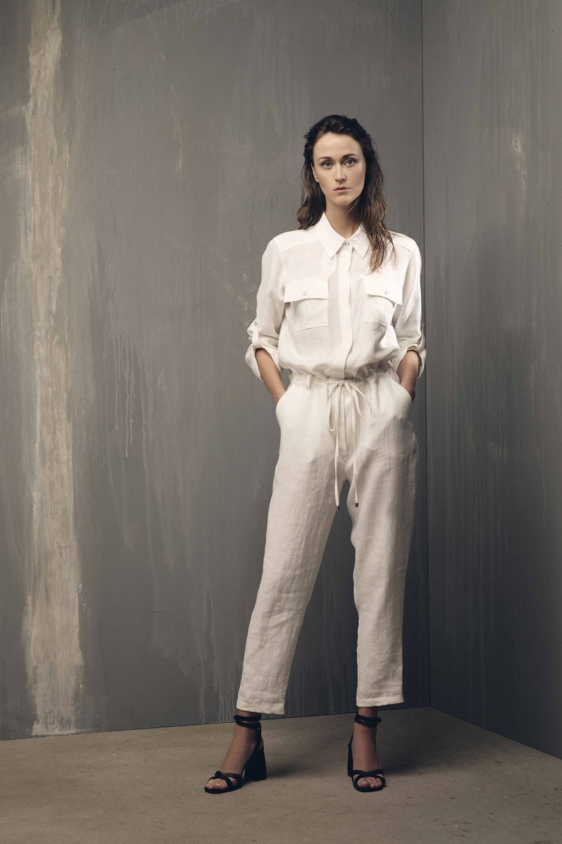 white linen jumpsuit womens