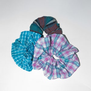 Blue scrunchie bundle, Organic cotton scrunchies, Hair accessories image 1
