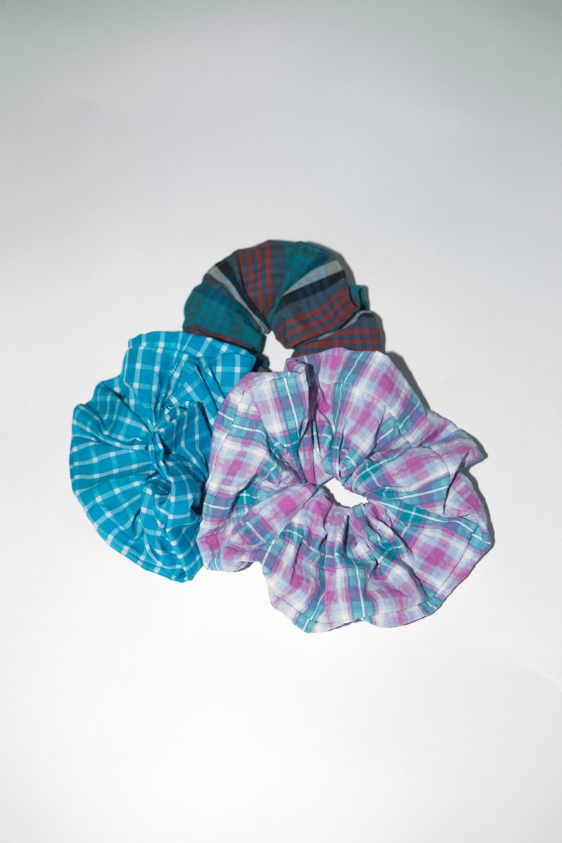 Blue scrunchie bundle, Organic cotton scrunchies, Hair accessories image 1