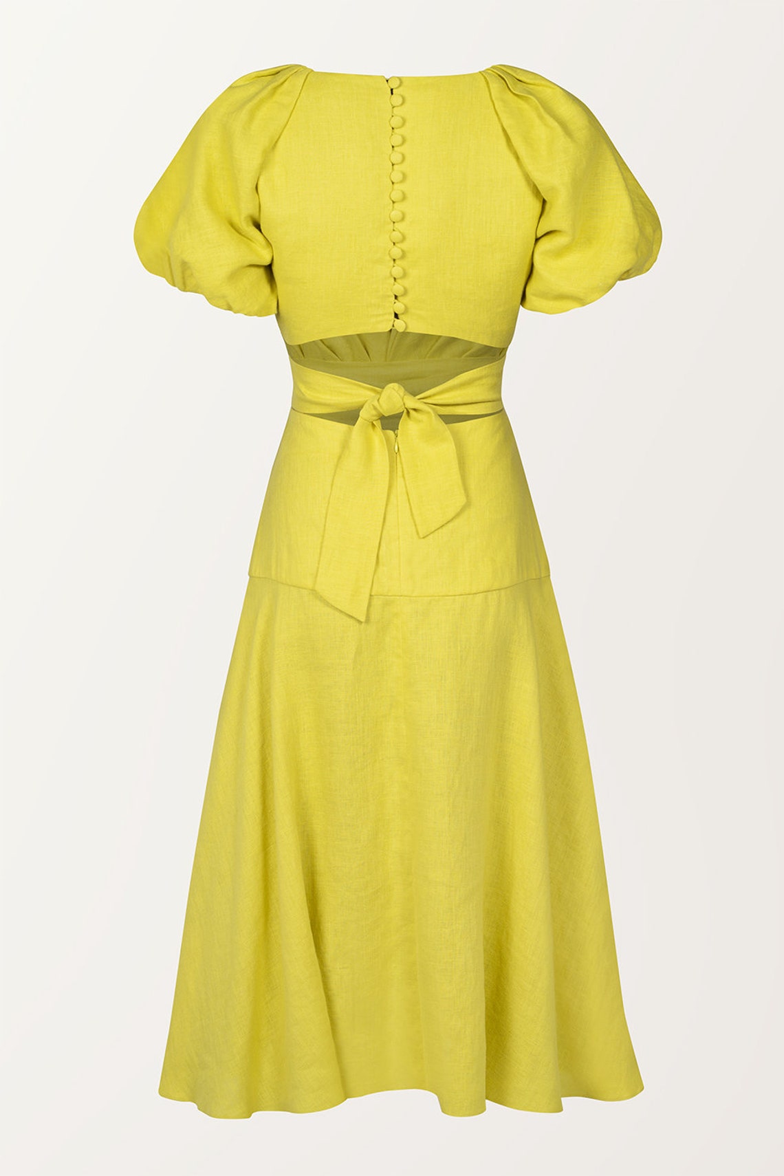 Yellow Linen Dress/ Midi Dress / Linen Dress / Summer Linen Etsy