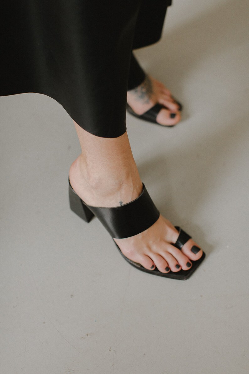 high heel open toe mules