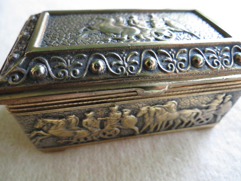 Bronze German Trinket Box Velvet Lined Victorian Keepsake Etsy