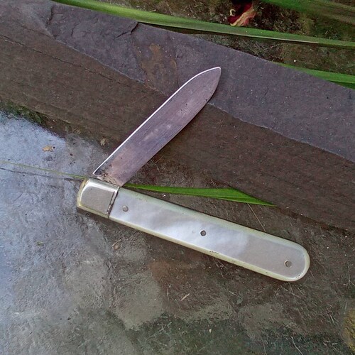 Mother of Pearl Fruit Knife - 1913 Sheffield, England - Sterling Silver Blade - shops Great Condition