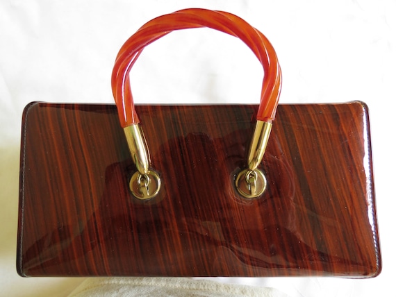 1950's Vintage Plastic Handbag - Antique Lucite P… - image 3