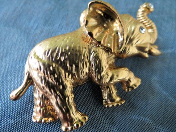 Elegant Elephant Pin - Trunk Up for Good Luck - R… - image 2