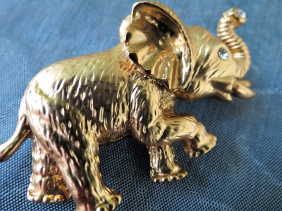 Elegant Elephant Pin - Trunk Up for Good Luck - R… - image 5