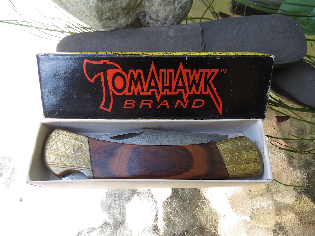 Tomahawk Brand Knife Damascus Pocket Knives Never Used Excellent
