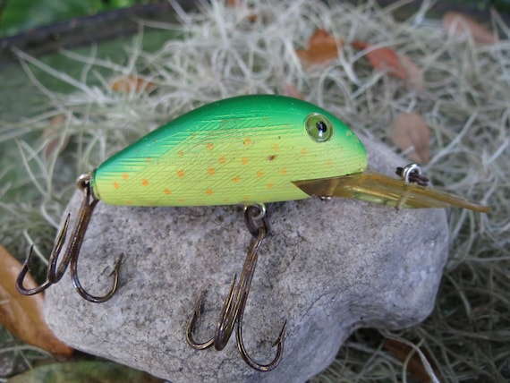Leurre Vintage Rebel - Crankbait Ratling Diver D-9872 Vert Naturel/Noir NOS