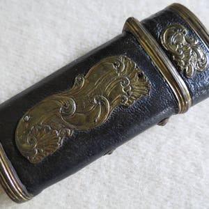 18th Century French Leather and Brass Sewing Etui - No Implements - Great Antique Condition