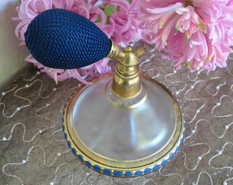 Art Deco Enamel Glass Perfume Atomizer - 1920's Scent Bottle
