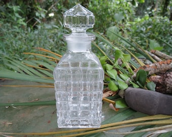 Antique Pressed Glass Cologne Bottle - Vintage Perfume Decanter