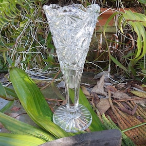 Vintage Hand-Cut Crystal Vase: Tall Glass Rose Vase