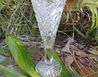 Vintage Hand-Cut Crystal Vase: Tall Glass Rose Vase