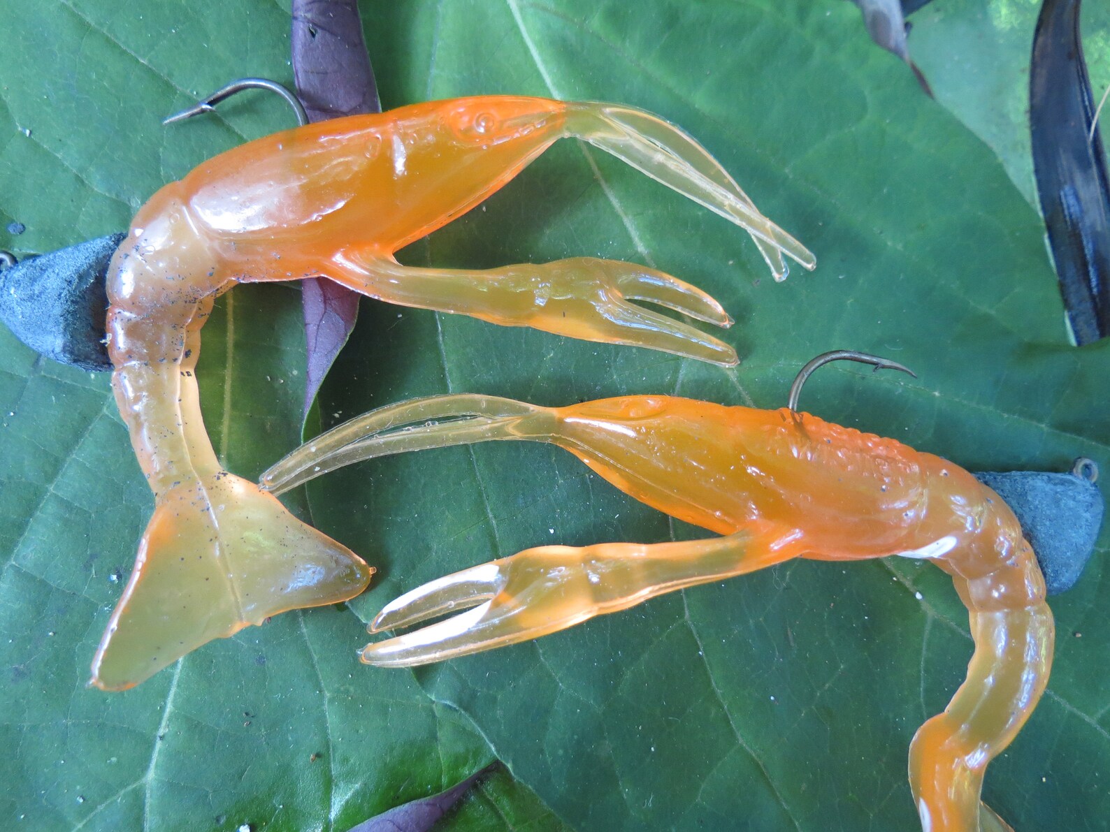 Crawfish Lures 2 Weighted Rubber Shrimp Lures Antique Fish Etsy