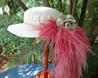 Formal Hat -  Hand Made Vintage Hat - Antique Feathers & Silk Ribbons - Excellent Condition