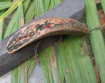 Antique Wood Fishing Lure: Early Crankbait, 3 1/2" Tackle