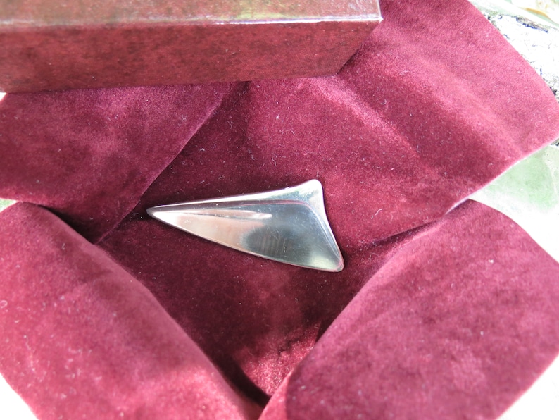 Signed Denmark Jewelry Georg Jensen Sterling Silver Mid Century Brooch with Box